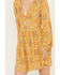 En Creme Women's Medallion Print Cut Out Long Sleeve Mini Dress, Mustard, hi-res