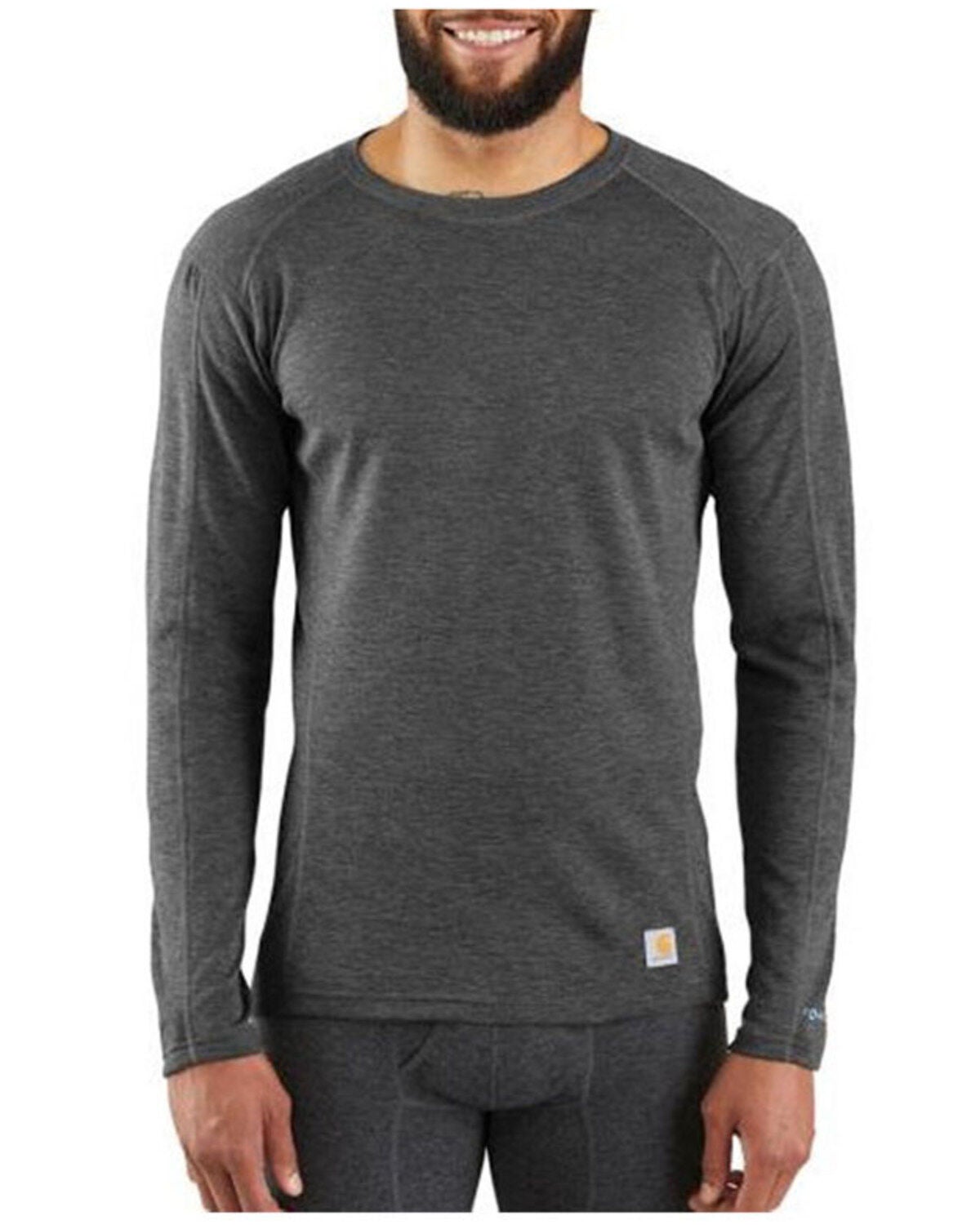 Carhartt Men's Force Heavyweight Tech Crew Long Sleeve Work Shirt, Black, hi-res