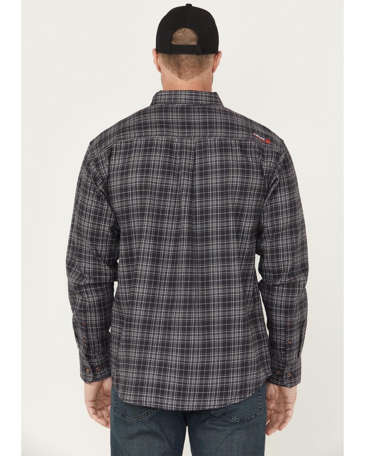 Image #4 - Ariat Men's FR Brando Plaid Print Long Sleeve Button-Down Work Shirt, Black, hi-res