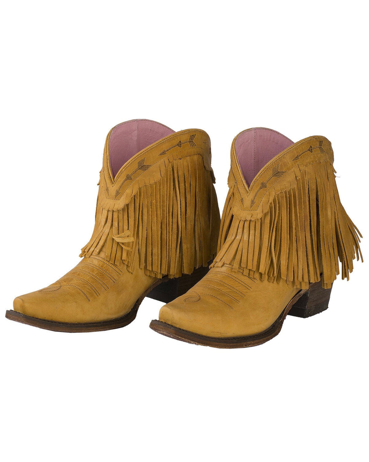 mustard fringe booties