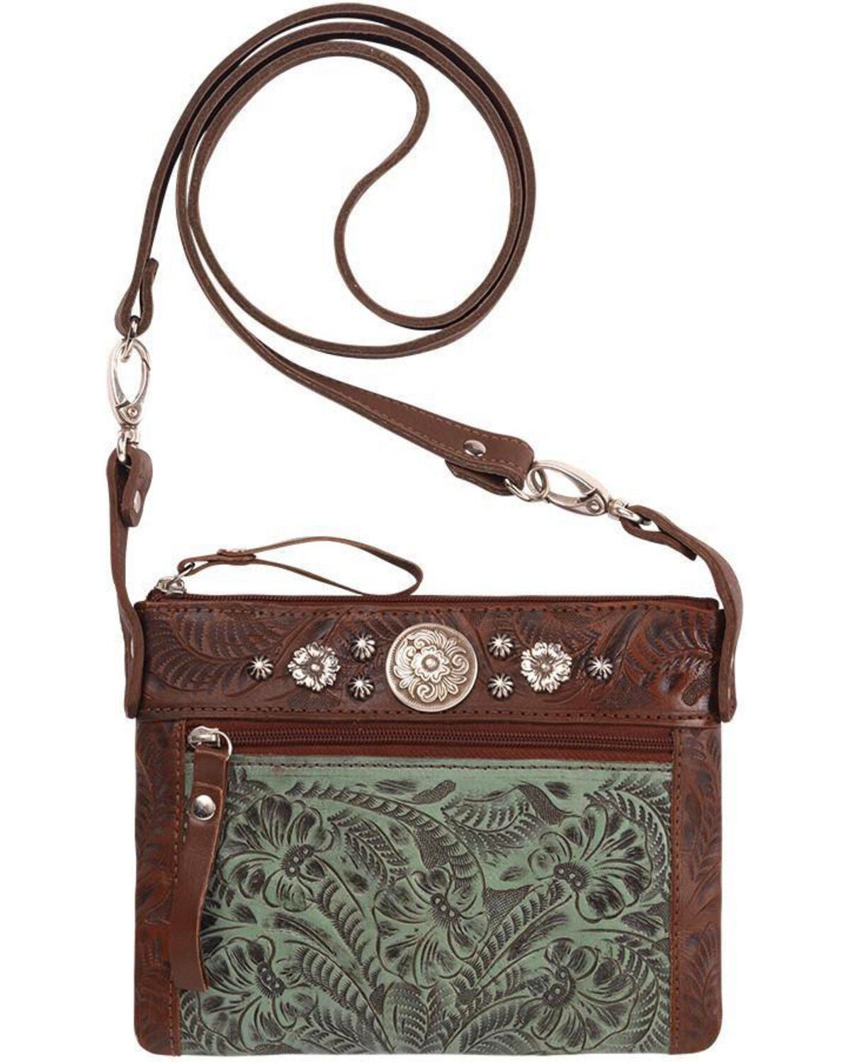 American West Women's Turquoise Trail Rider Crossbody Purse, Turquoise, hi-res