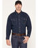 Image #1 - Forge Workwear Men's FR Tecasafe Long Sleeve Button-Down Western Shirt, Navy, hi-res