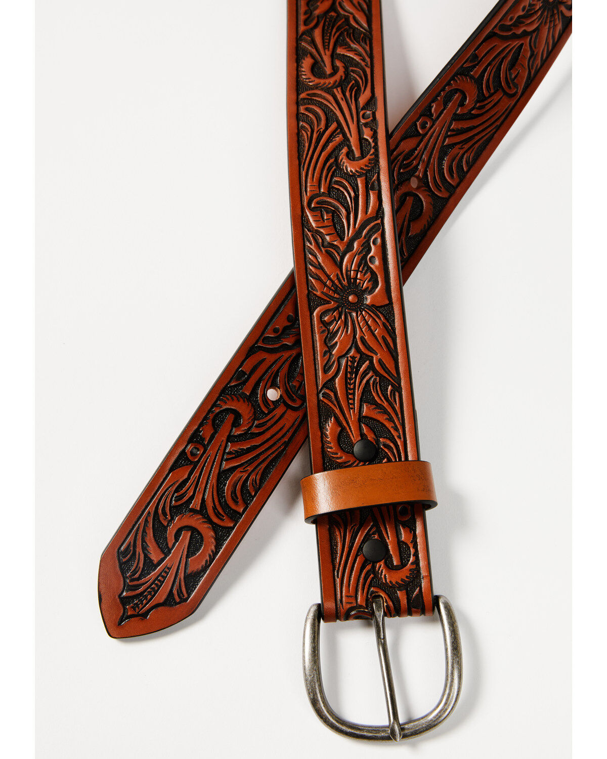 Image #2 - Cody James Men's Tan Floral Tooled Belt, Tan, hi-res