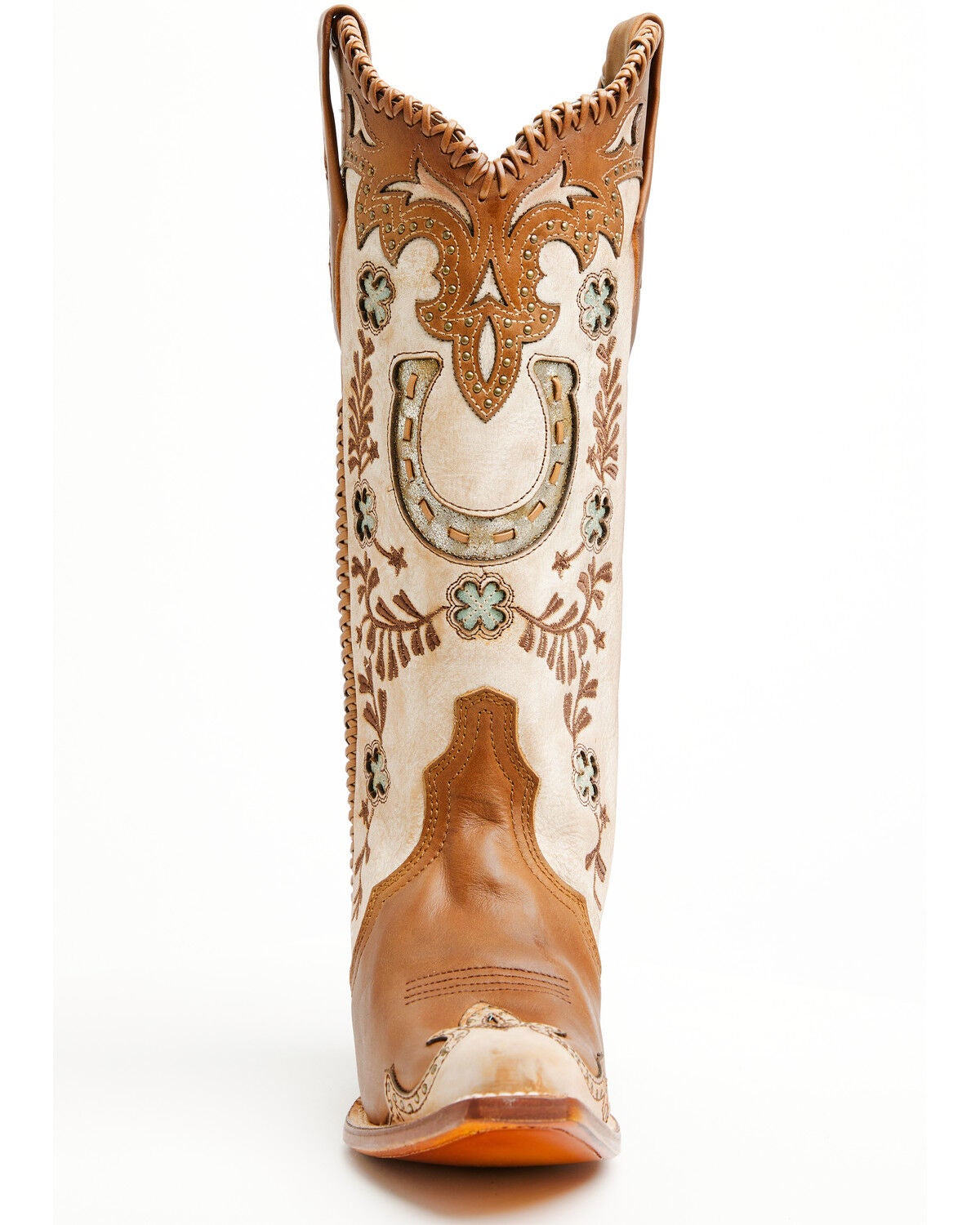 Image #4 - Corral Women's Honey Horseshoe Overlay Western Boots - Snip Toe, Honey, hi-res
