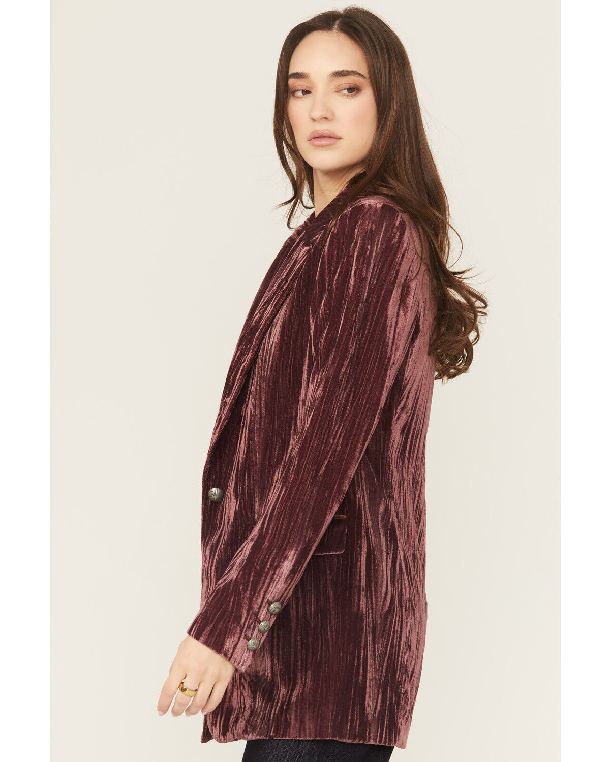 Image #2 - Ariat Women's Velvet Aura Blazer, Wine, hi-res