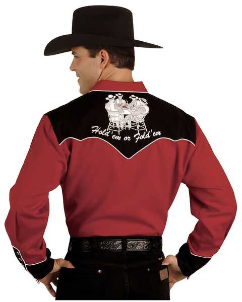 Image #3 - Scully Poker Cards Embroidered Retro Western Shirt - Big, , hi-res