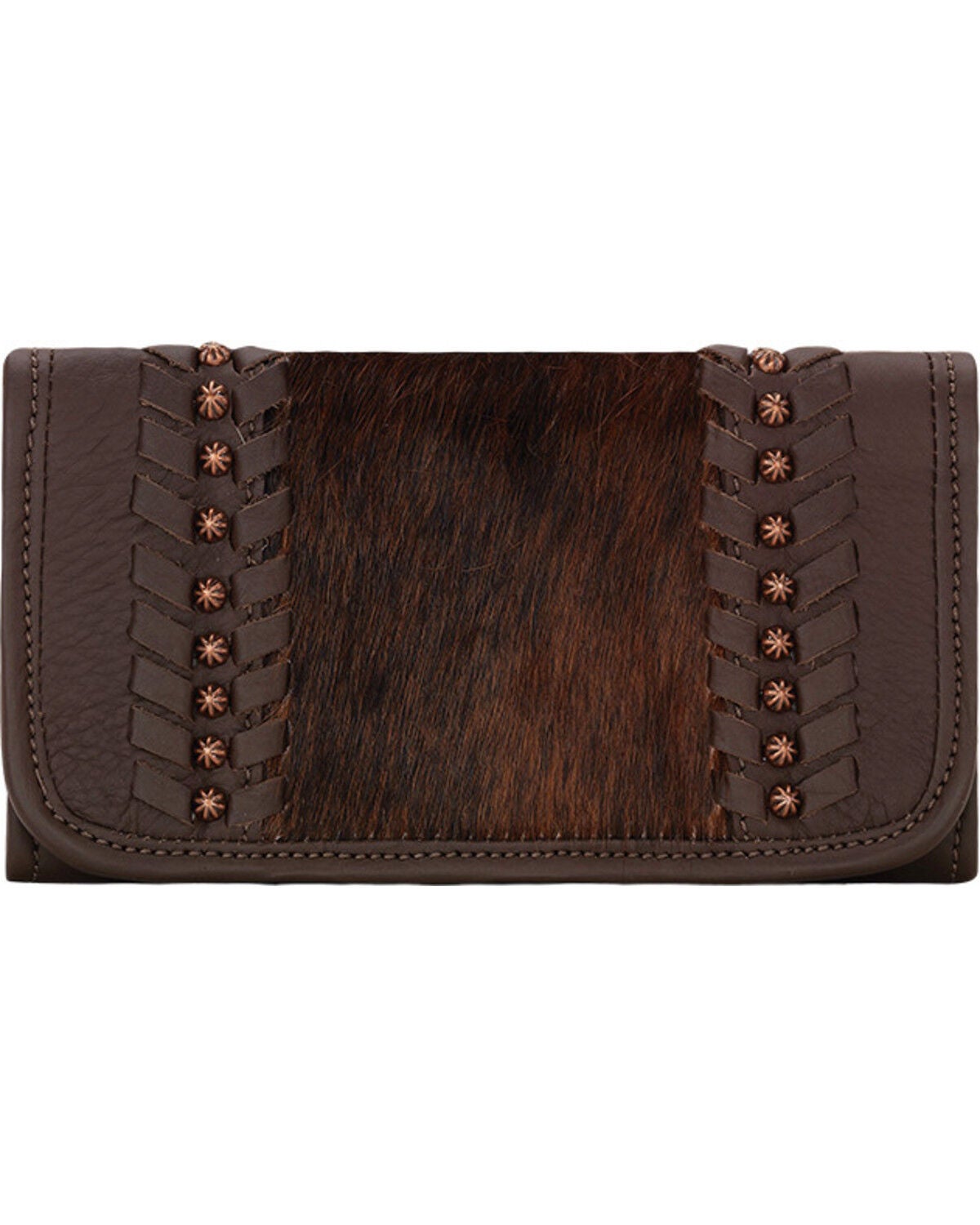 American West Women's Cow Town Chocolate Tri-Fold Wallet, Chocolate, hi-res