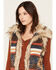 Image #2 - Tasha Polizzi Women's Kensie Southwestern Print Faux Fur Trim Vest, Multi, hi-res