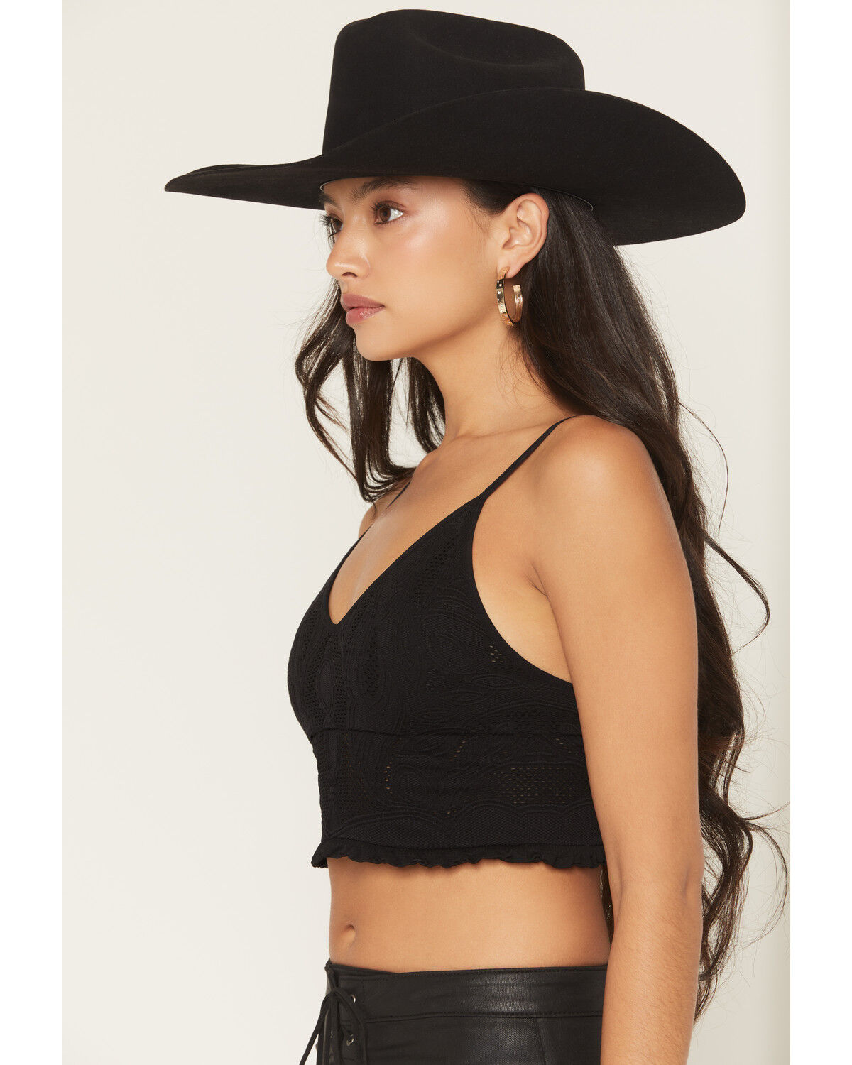 Image #2 - Fornia Women's Boot Stitch Sleeveless Cropped Tank Top, Black, hi-res