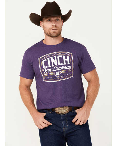 Cinch Men's Logo Short Sleeve T-Shirt, Purple, hi-res