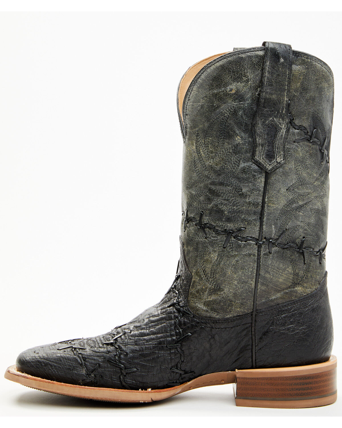 Image #3 - Corral Men's Exotic Ostrich Barbed Wire Western Boots - Broad Square Toe, Black, hi-res