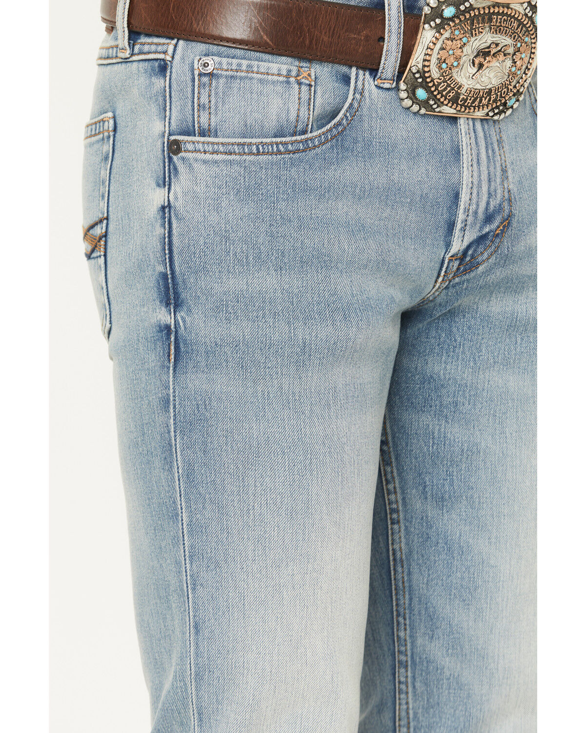 Image #2 - RANK 45® Men's Bunker Wash Ambush Slim Straight Stretch Denim Jeans, Light Wash, hi-res