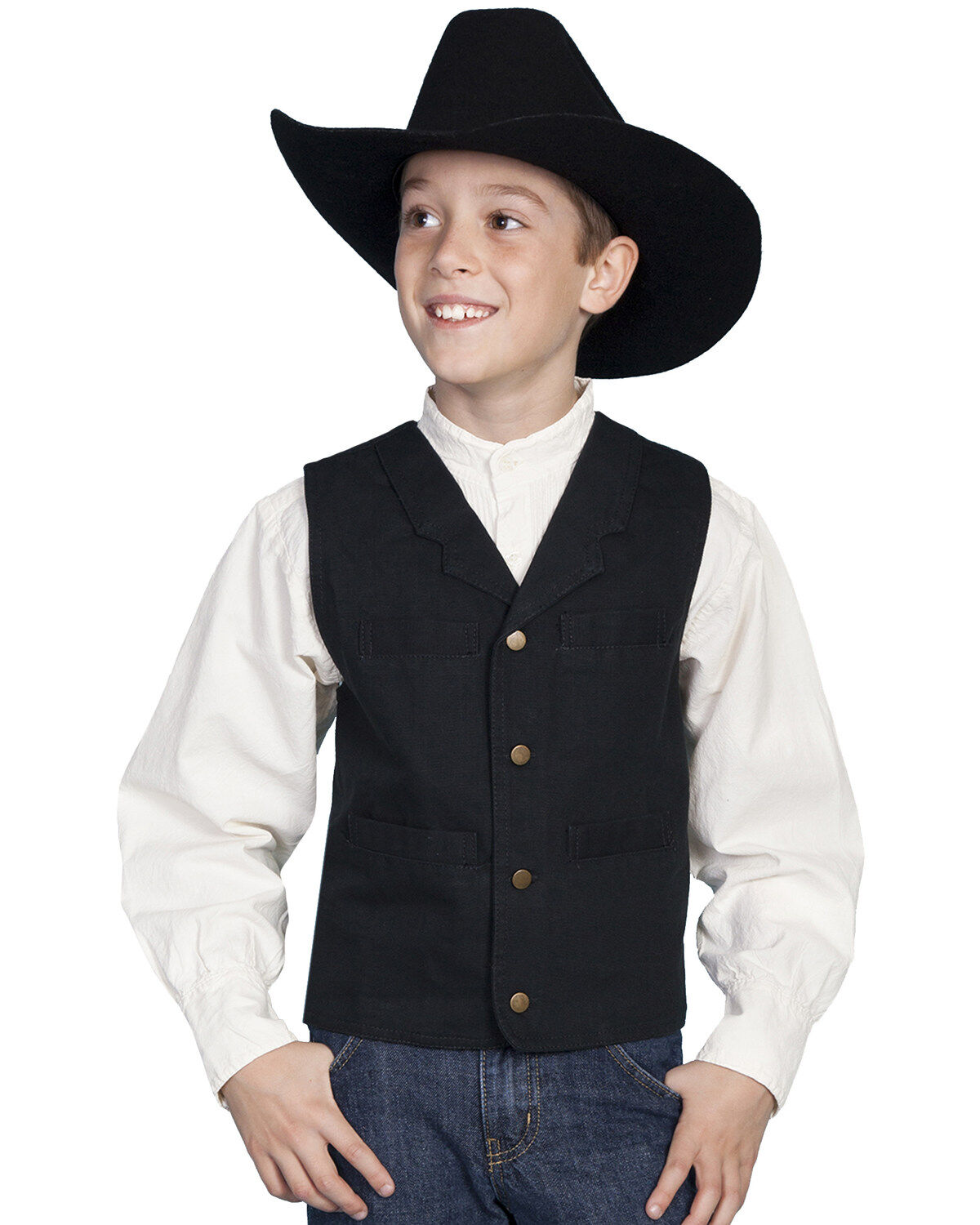 Image #1 - Scully Boys' Canvas Vest, Black, hi-res