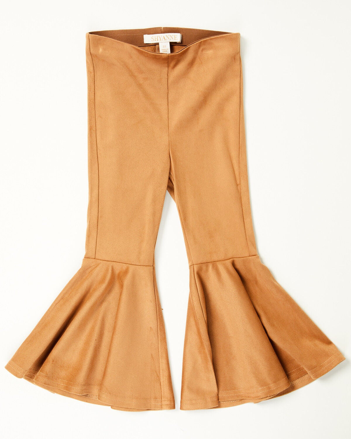 Shyanne Toddler Girls' Faux Suede Bell Bottom Stretch Pants, Caramel, hi-res