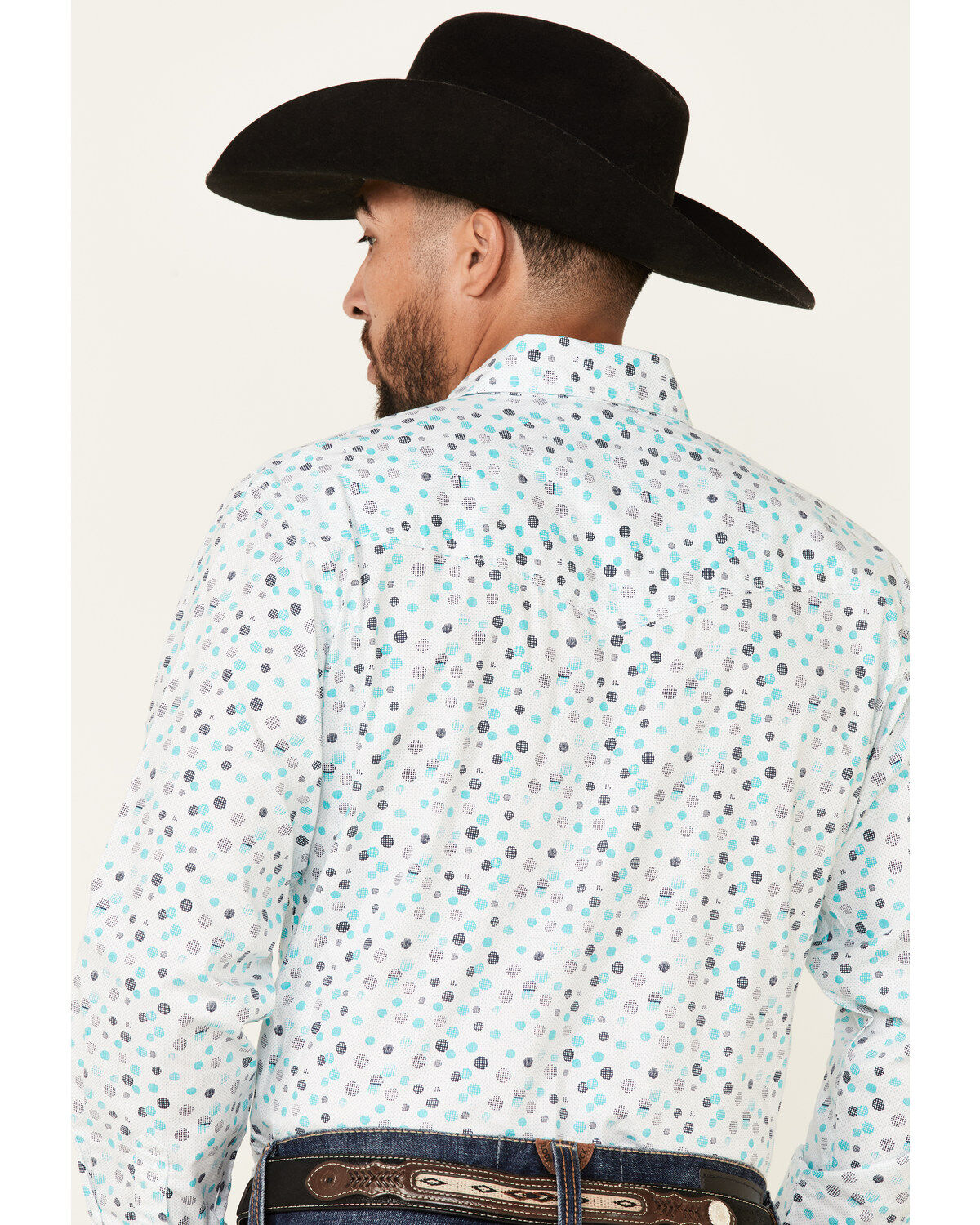 Image #4 - Wrangler 20X Men's Dot Geo Print Long Sleeve Snap Western Shirt, , hi-res