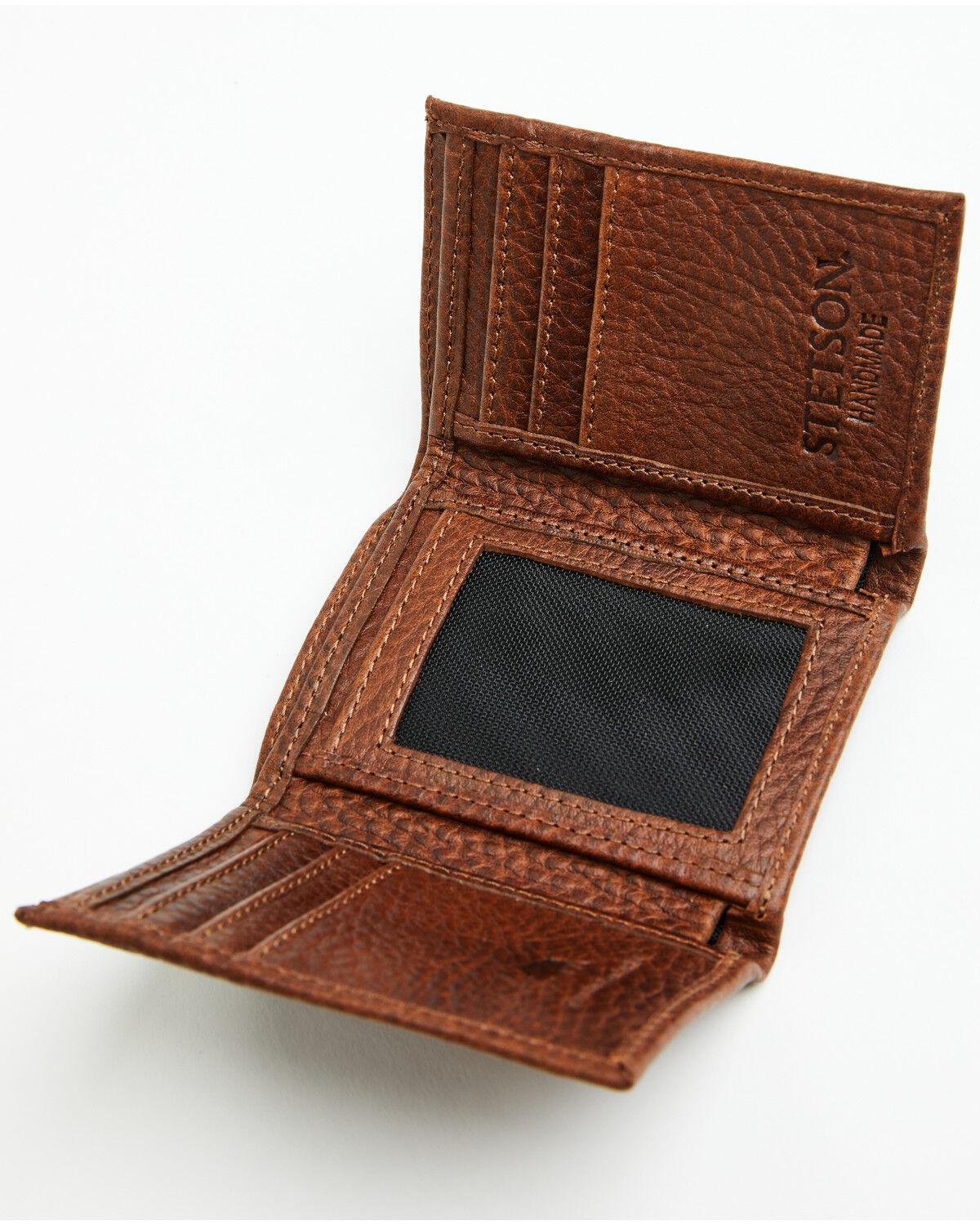 Image #3 - Stetson Men's Pebble Leather Tri-Fold Wallet, Brown, hi-res