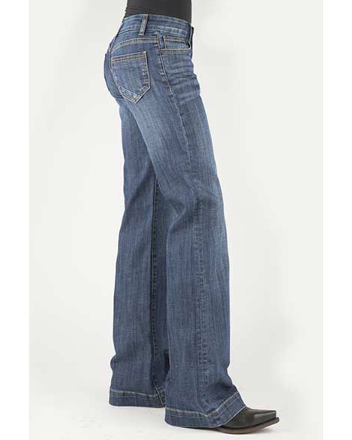 Product Name:  Stetson Women's 214 Medium Wash Pieced Pocket Trouser Leg Jean