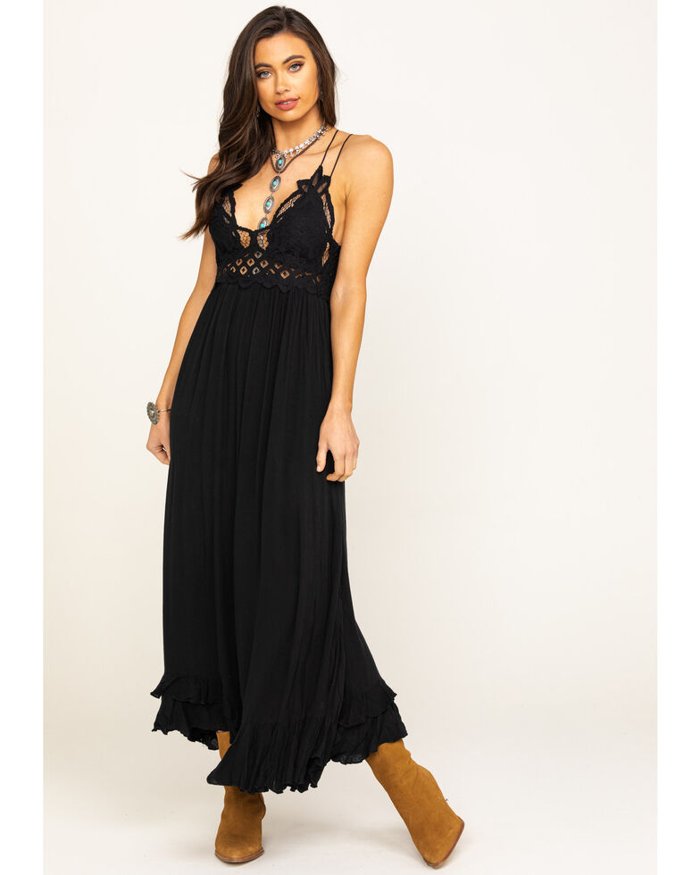 Free People Women's Black Adella Maxi Slip Dress | Boot Barn