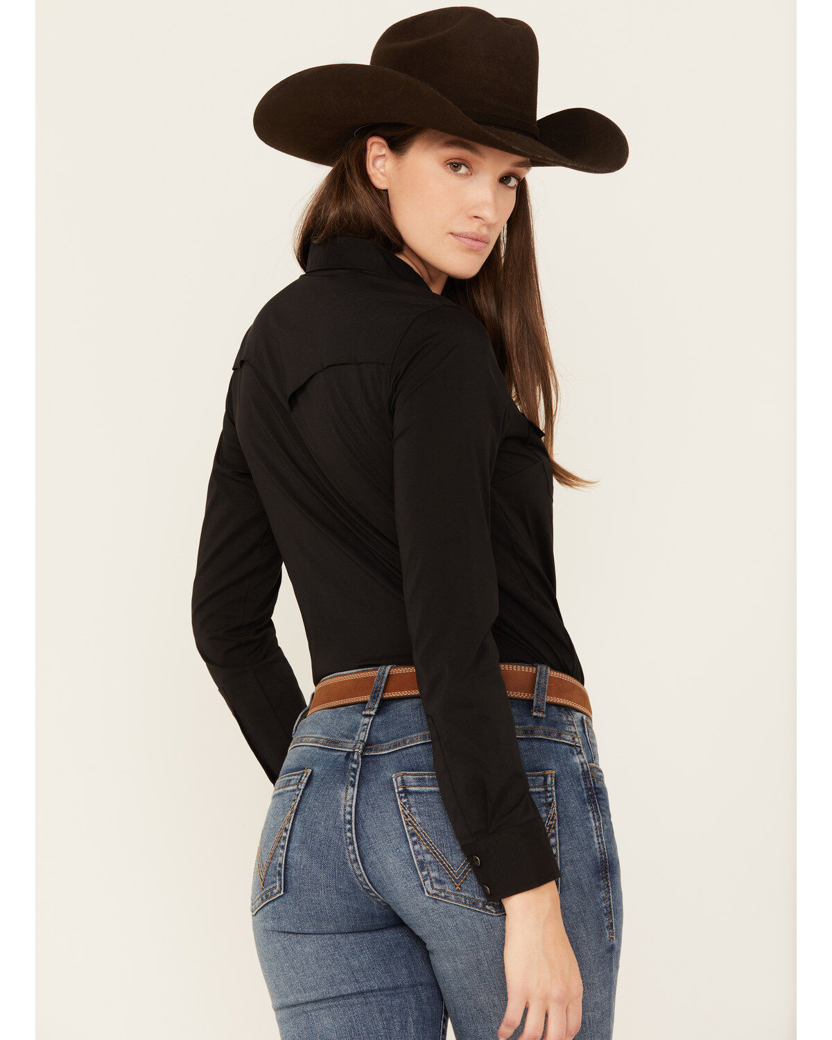 Image #4 - Shyanne Women's Long Sleeve Snap Vented Riding Shirt, Black, hi-res
