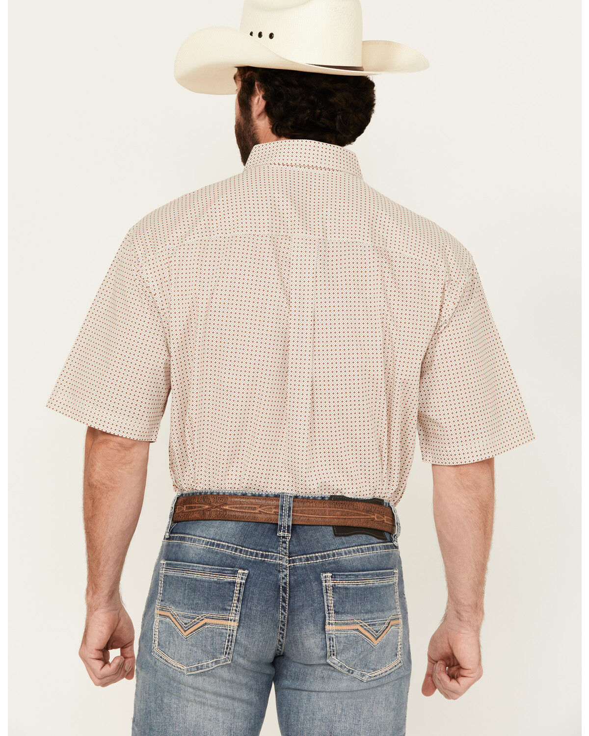 Image #4 - George Strait by Wrangler Men's Geo Print Short Sleeve Stretch Western Shirt, White, hi-res