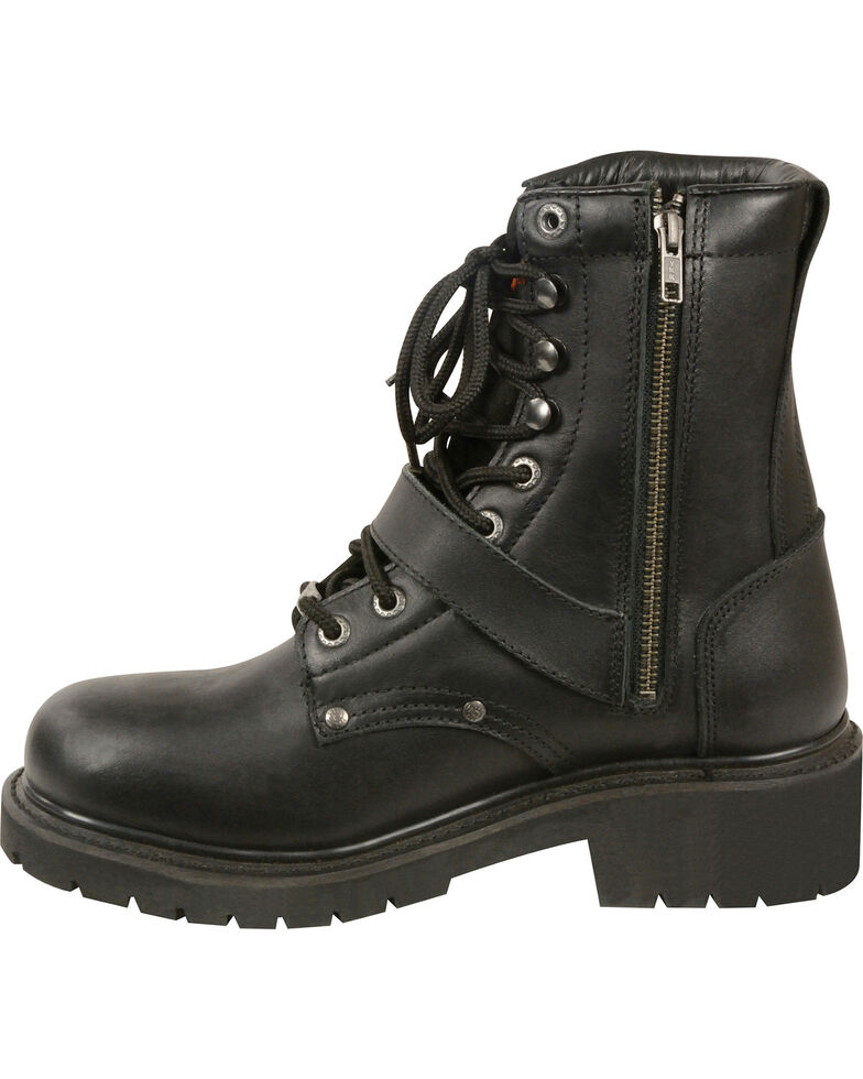 Milwaukee Leather Men's Black Buckled Lace-Up Boots - Round Toe , Black, hi-res