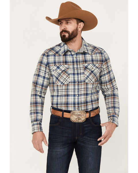 Pendleton Men's Canyon Plaid Print Long Sleeve Western Snap Shirt, Blue, hi-res