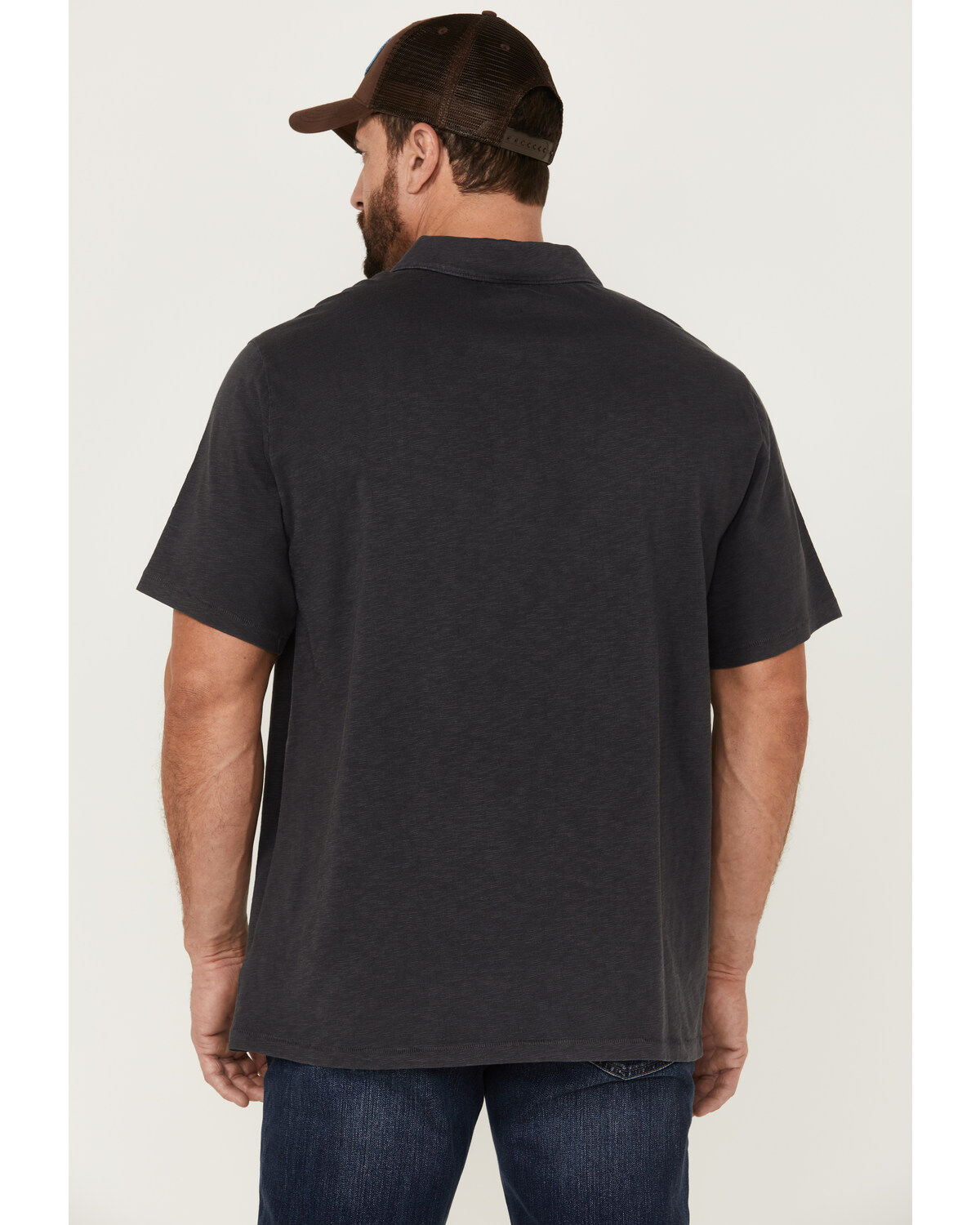 Image #4 - Brothers and Sons Men's Solid Slub Short Sleeve Polo Shirt, Charcoal, hi-res
