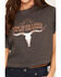 Image #3 - Girl Dangerous Women's Steer Horns Short Sleeve Cropped Graphic Tee, Black, hi-res