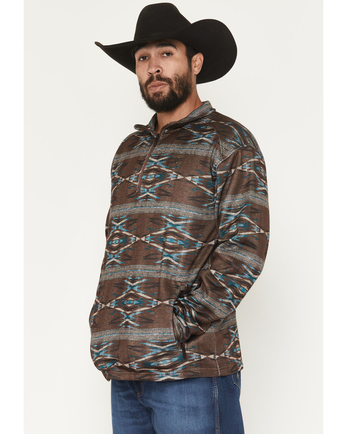 Ariat Men's Caldwell Southwestern Print 1/4 Zip Pullover Sweater