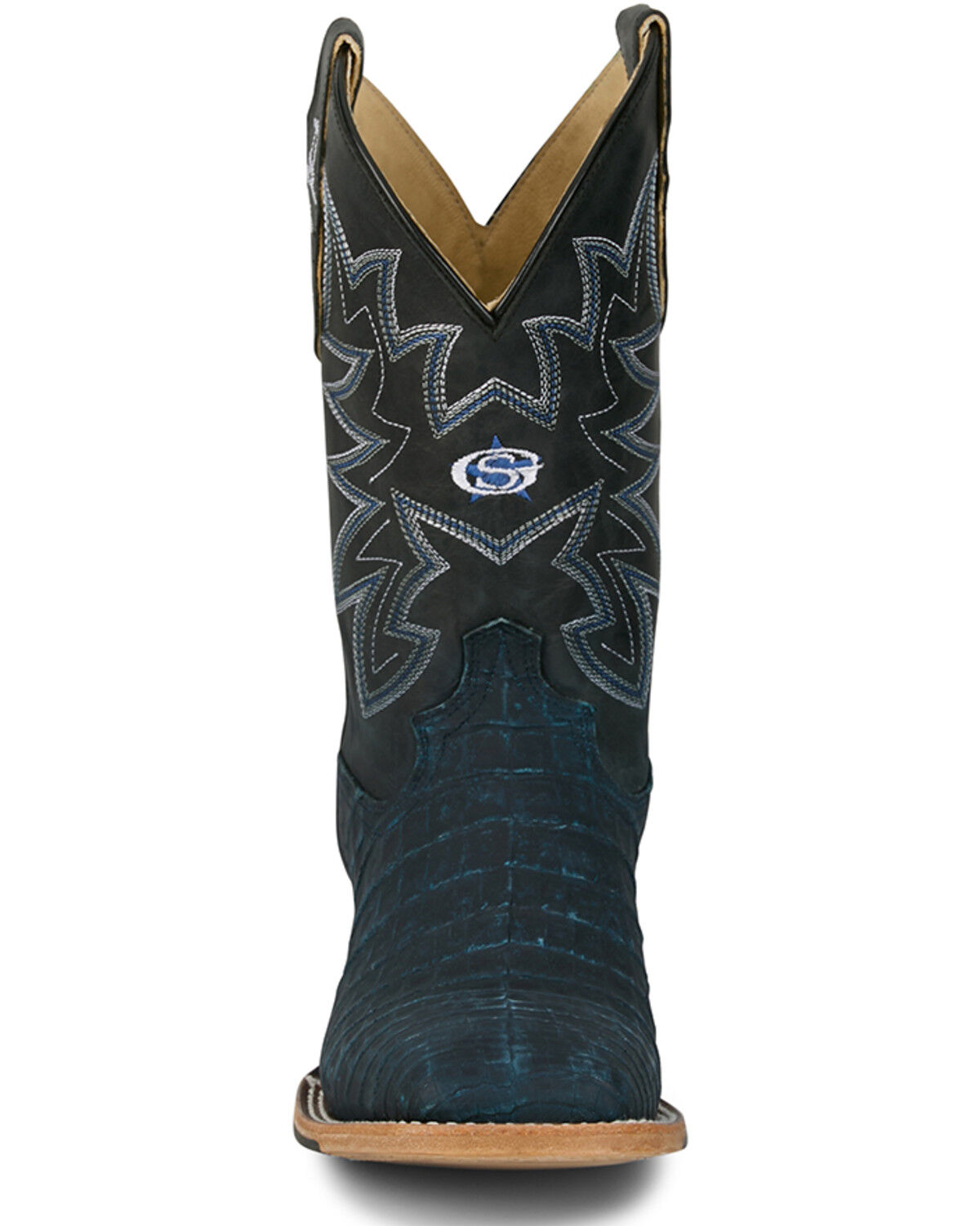 Image #4 - Justin Men's San Antone Exotic Caiman Western Boots - Broad Square Toe, Blue, hi-res