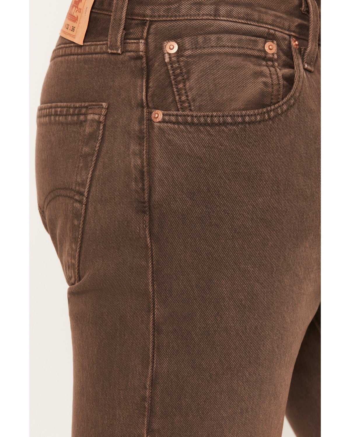 Image #2 - Levi's Men's 501 Original Straight Denim Jeans, Brown, hi-res
