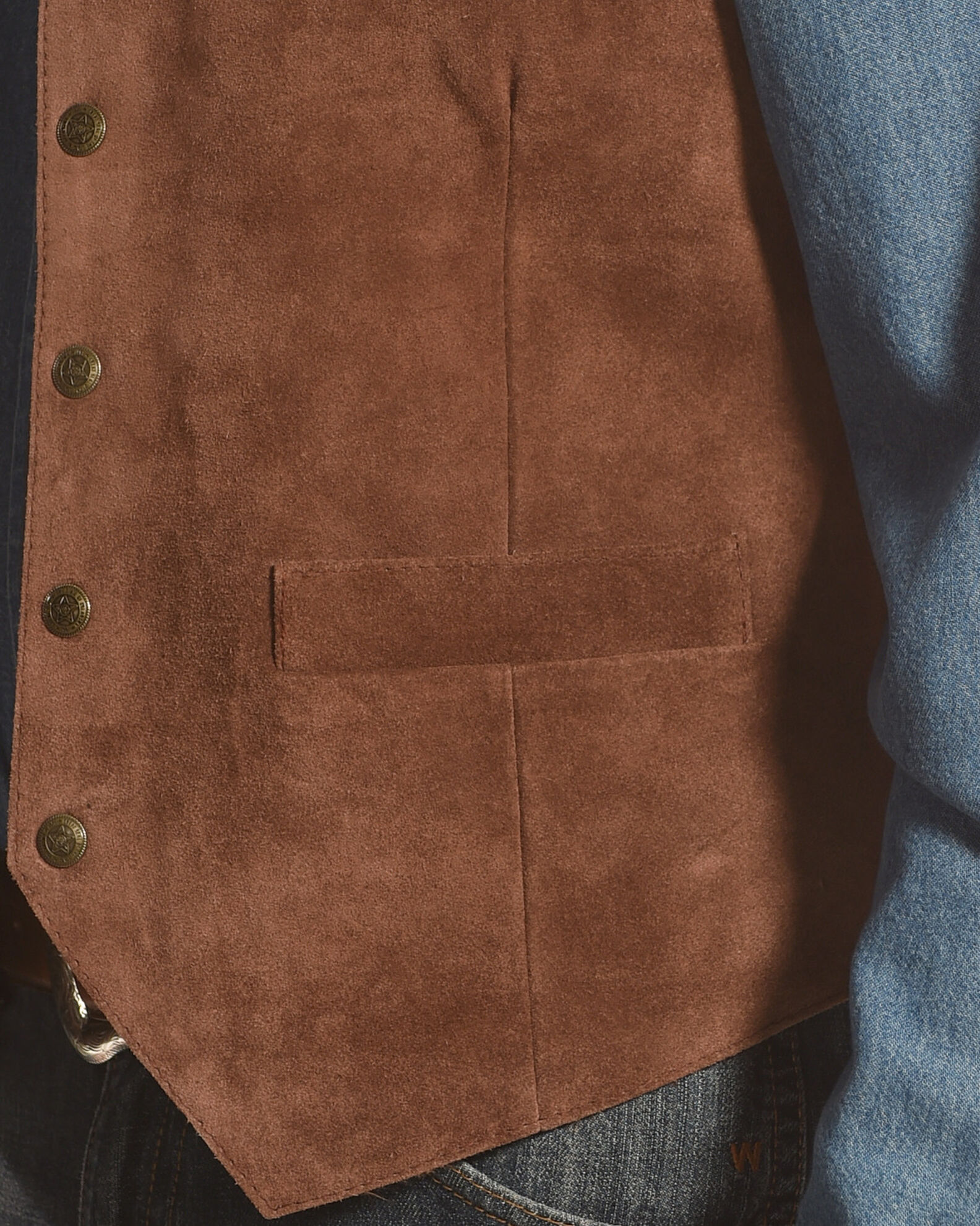 Image #2 - Roper Suede Vest, Brown, hi-res