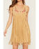 Image #3 - Shyanne Women's Embroidered Faux Suede Fringe Mini Dress, Wheat, hi-res