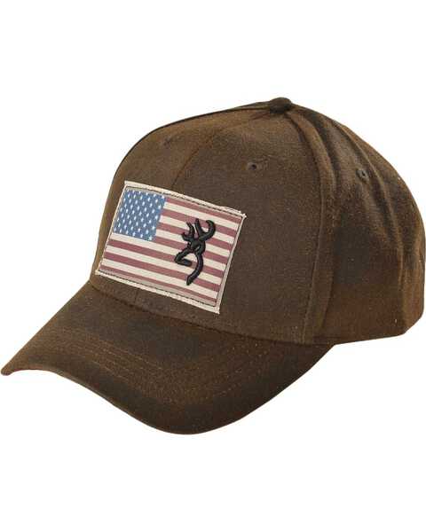 Browning American Flag Buckmark Logo Ball Cap, Brown, hi-res
