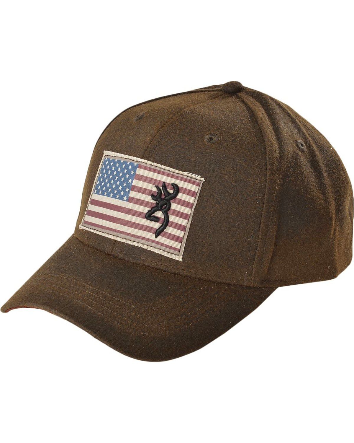 Image #1 - Browning American Flag Buckmark Logo Ball Cap, Brown, hi-res