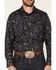 Rock & Roll Denim Men's Charcoal Floral Print Long Sleeve Western Shirt, Charcoal, hi-res