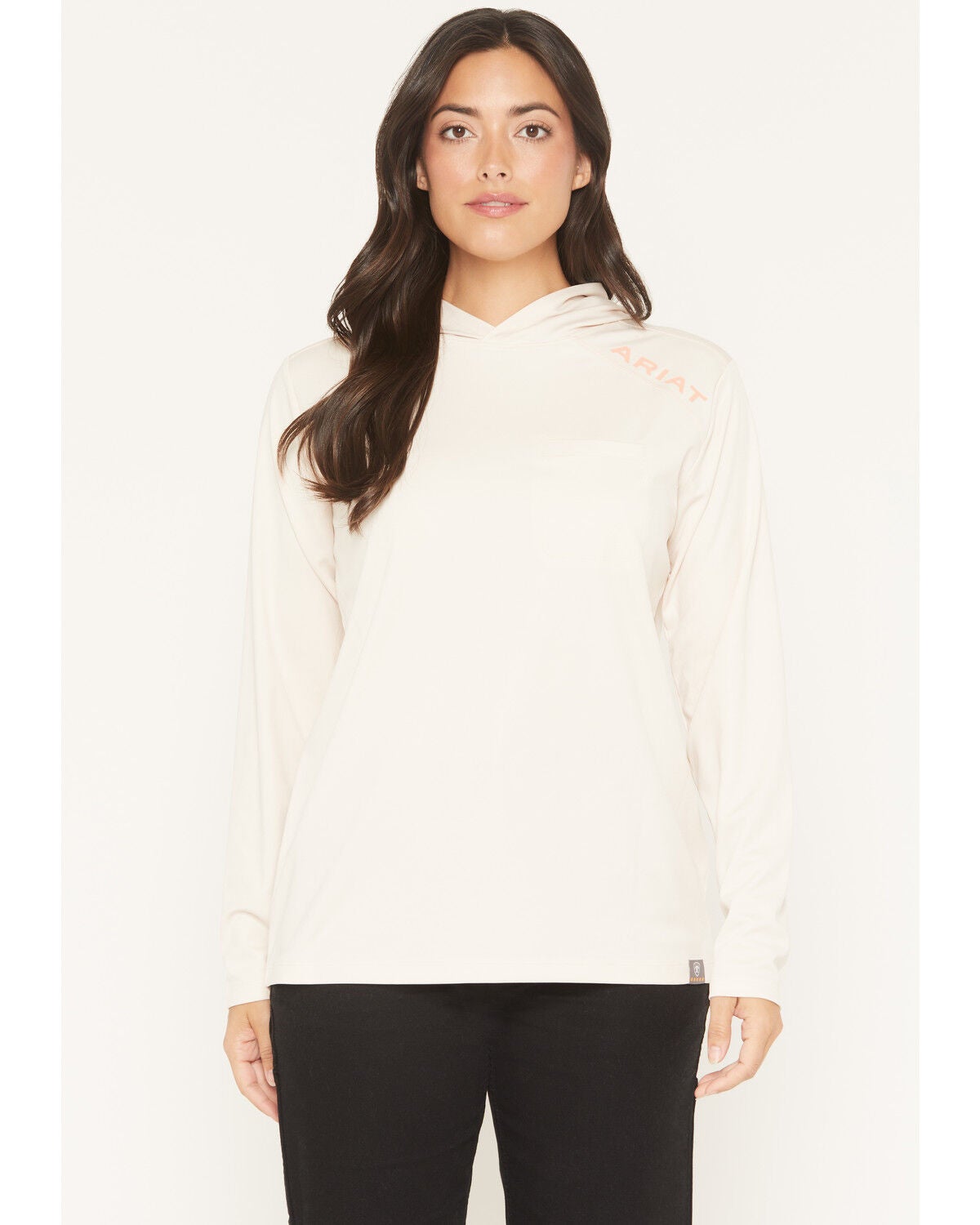 Ariat Women's Rebar Sunblocker Hooded Long Sleeve T-Shirt, Cream, hi-res