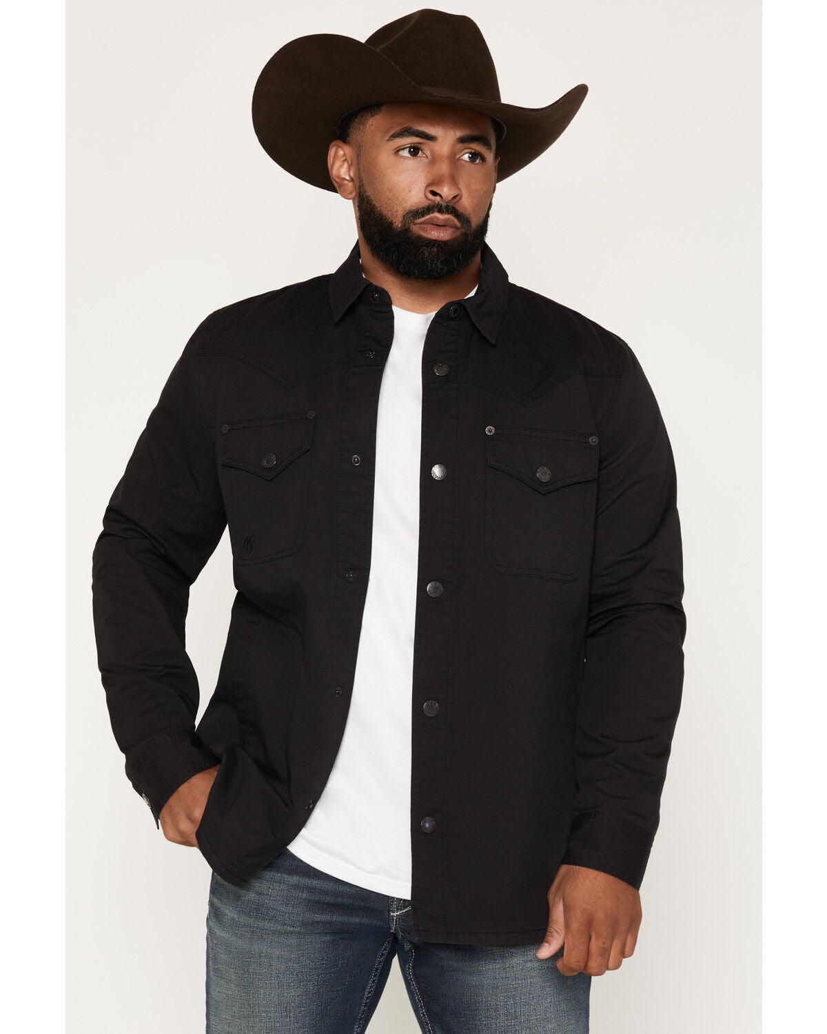 Image #1 - Moonshine Spirit&reg; Men's Thunder Solid Snap Shirt Jacket, Black, hi-res