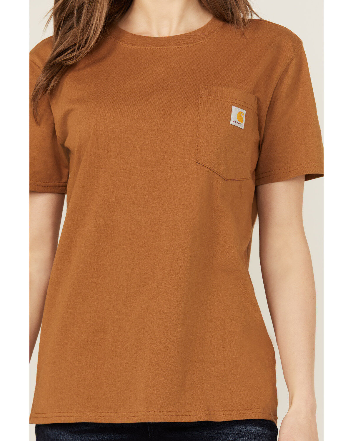 Image #3 - Carhartt Women's Loose Fit Heavyweight Short Sleeve Pocket Tee, Tan, hi-res