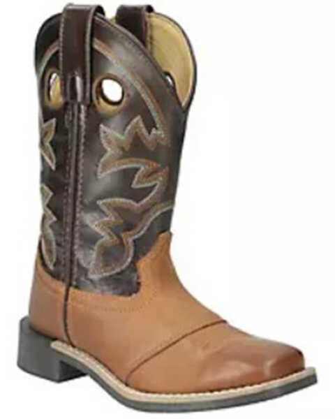 Image #1 - Smoky Mountain Boys' Jake Western Boots - Broad Square Toe, Brown, hi-res