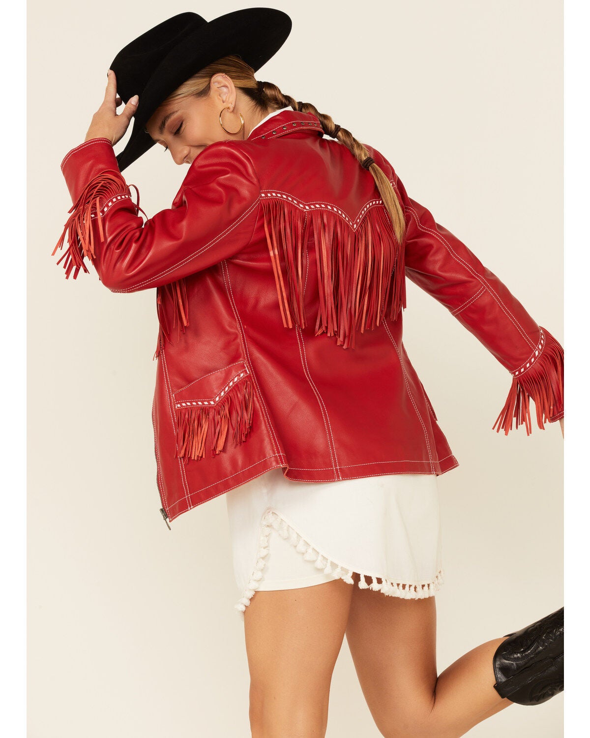 studded fringe leather jacket