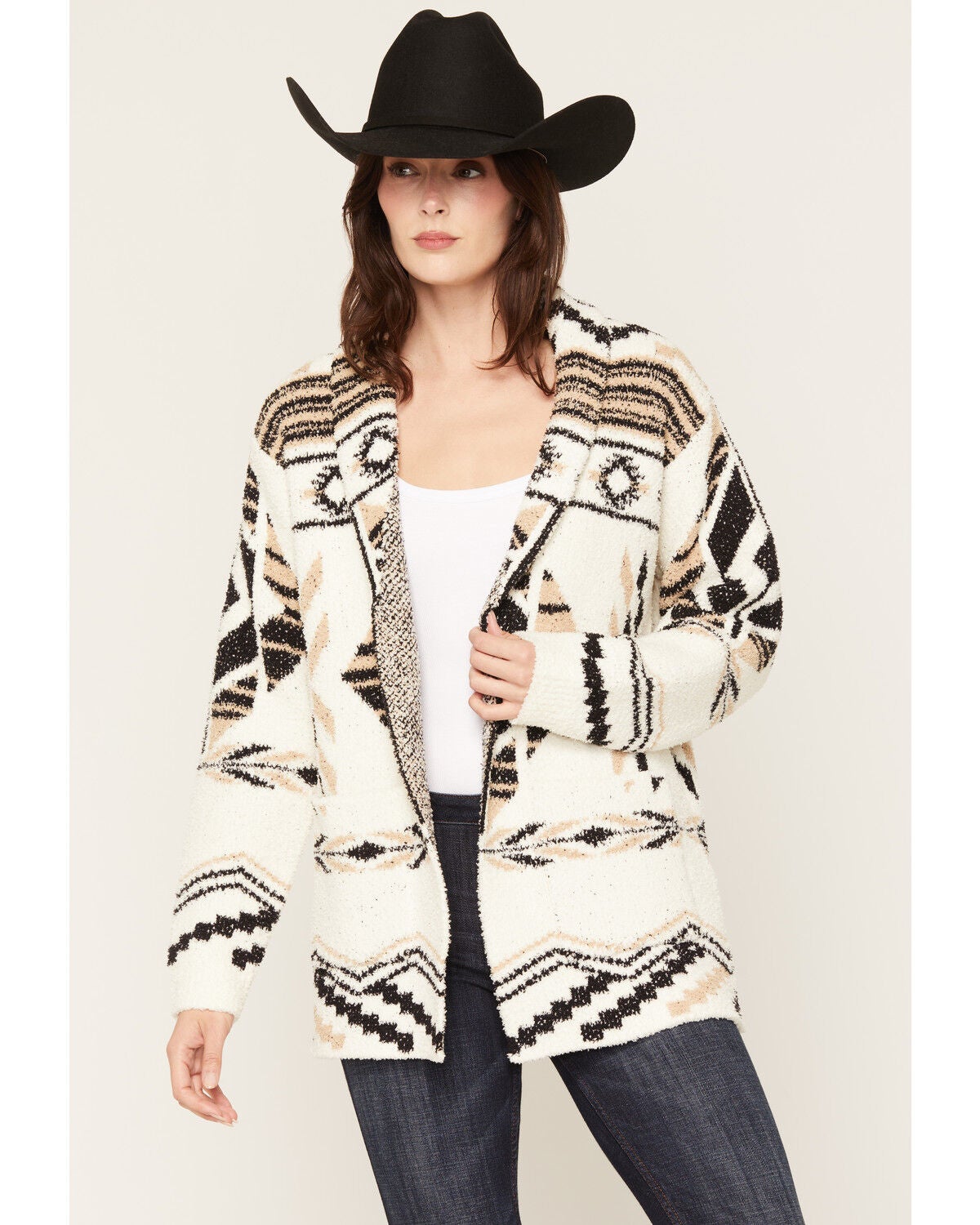 Image #1 - Idyllwind Women's Teddy Southwestern Print Cardigan, Cream, hi-res