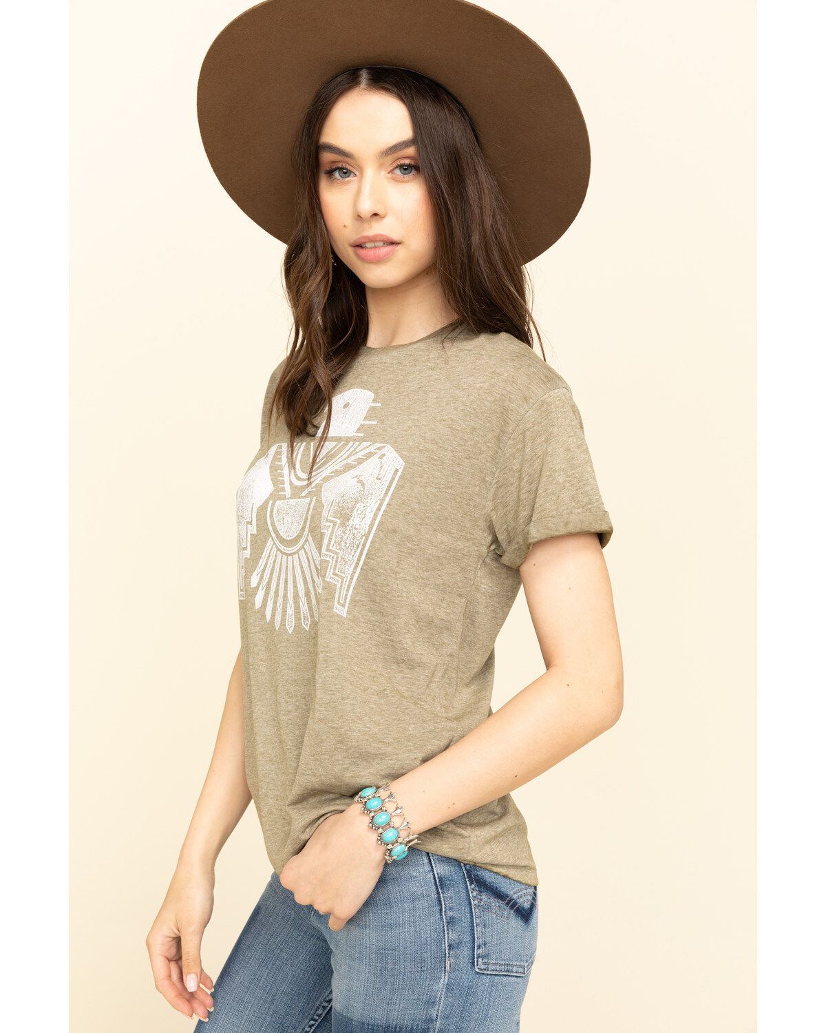 Image #3 - White Crow Women's Olive Flocked Thunderbird Rolled Cuff Tee, , hi-res