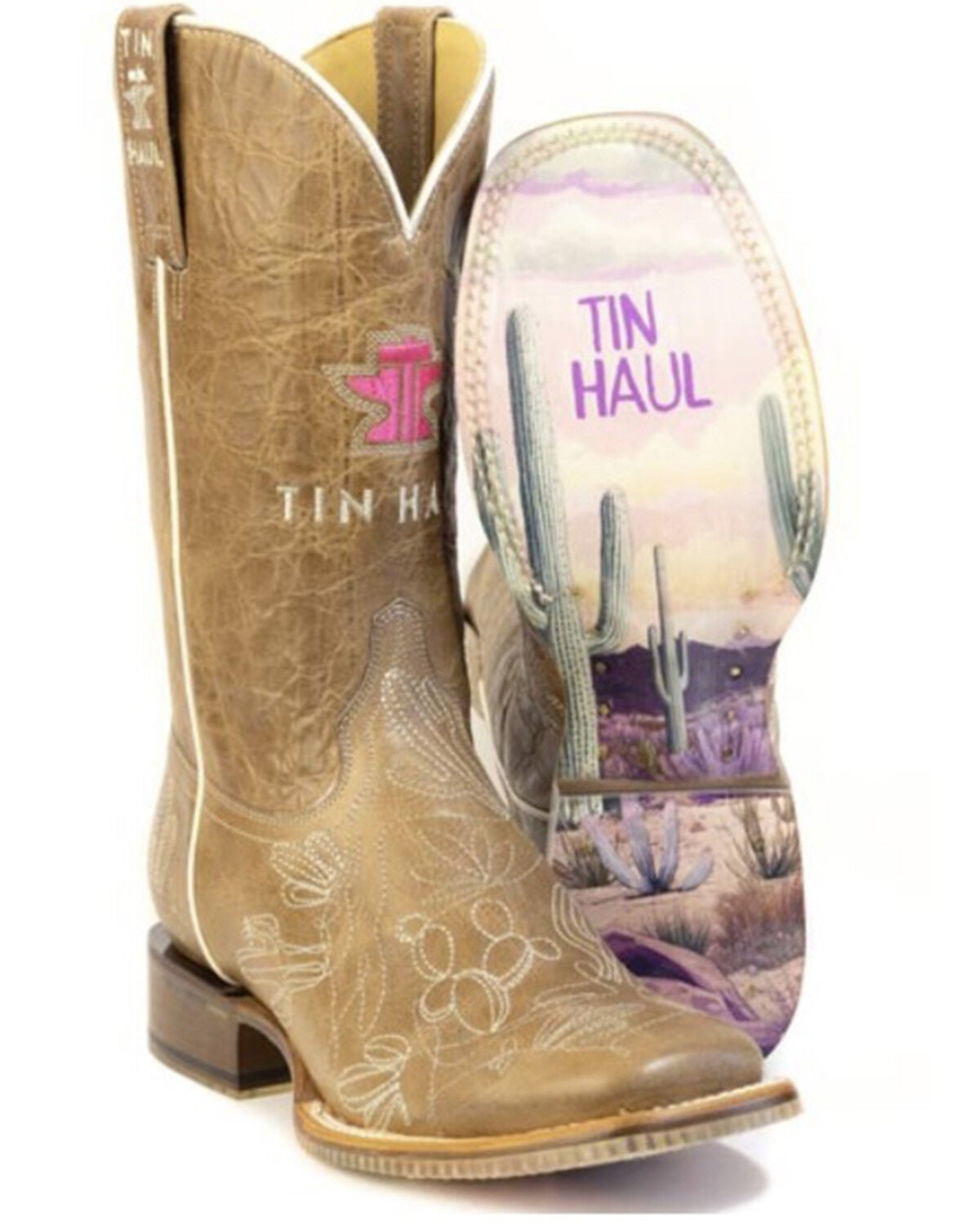 Image #2 - Tin Haul Women's Cacatillow Western Boots - Broad Square Toe, Tan, hi-res