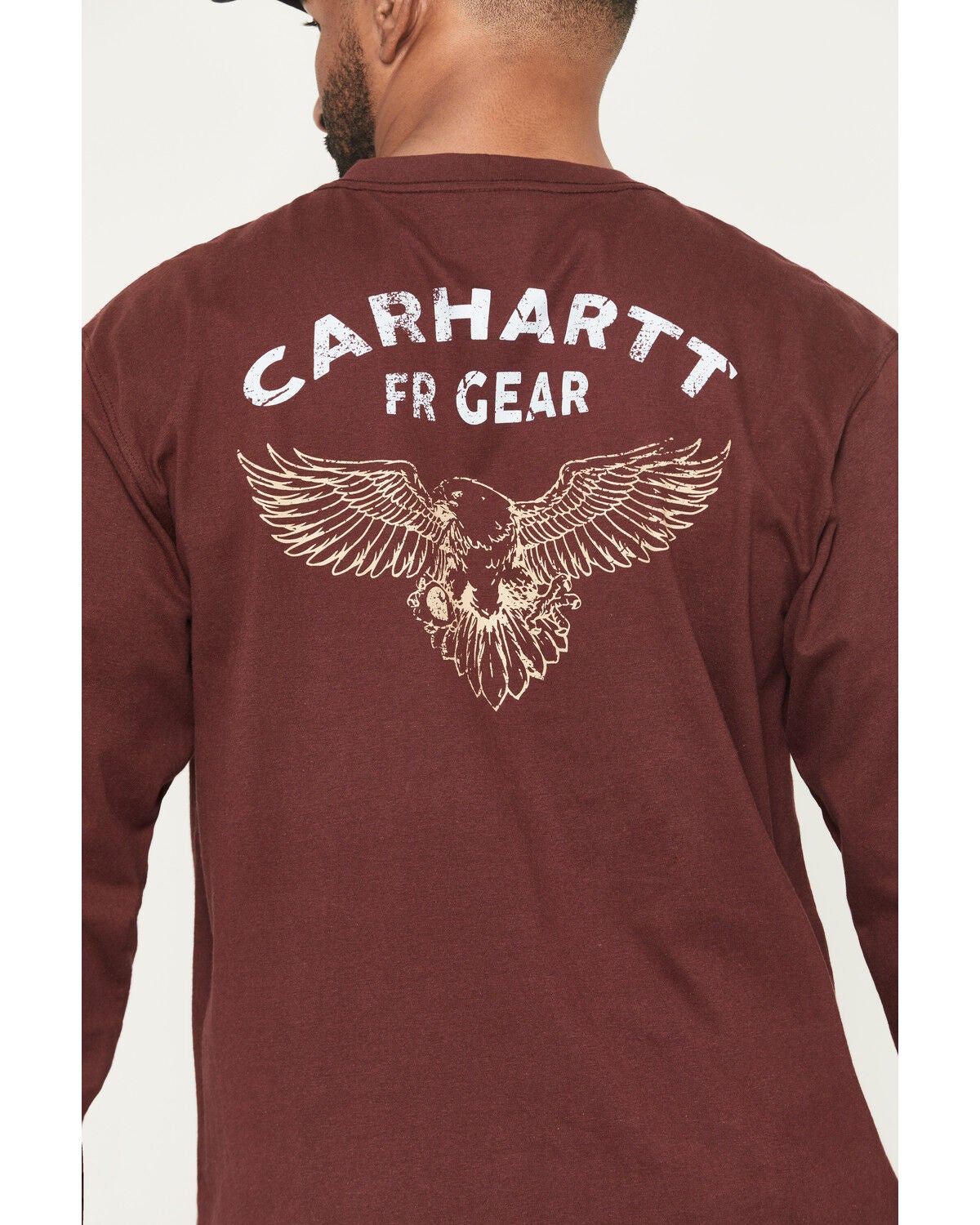 Image #4 - Carhartt Men's FR Force&reg; Loose Fit Eagle Long Sleeve Graphic Work T-Shirt, Burgundy, hi-res
