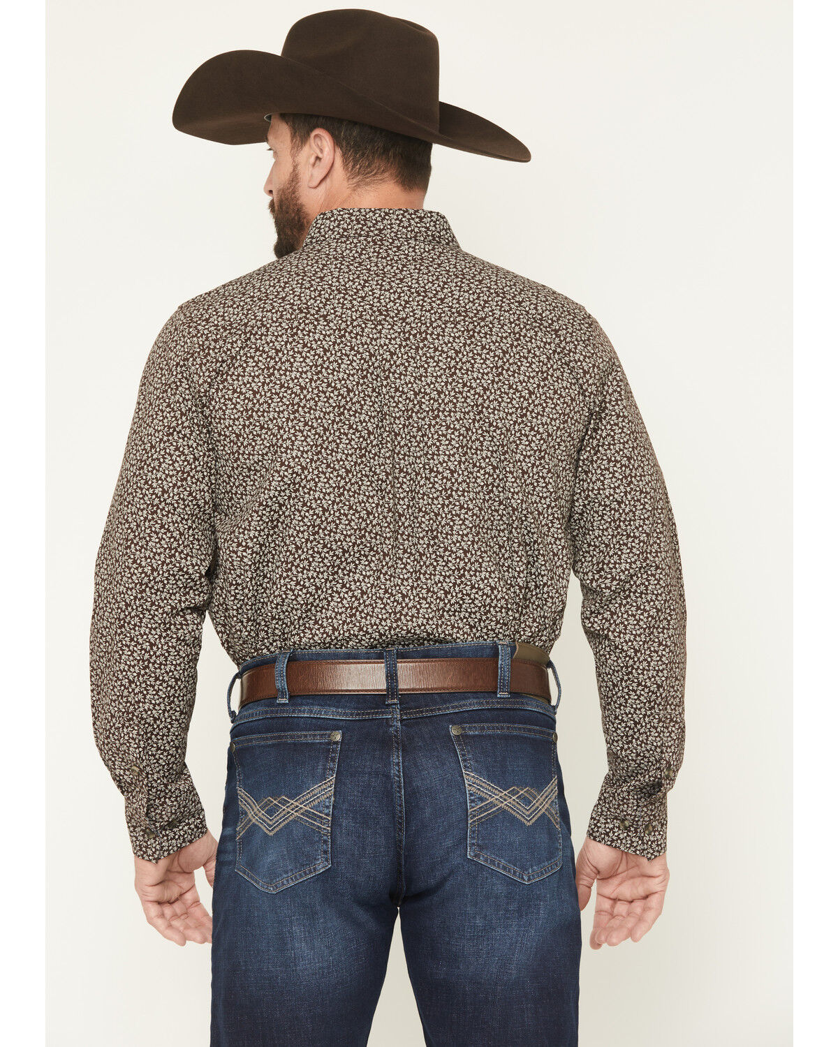 Image #4 - Cody James Men's Denali Ridge Micro Floral Print Long Sleeve Snap Western Shirt, Dark Brown, hi-res