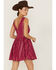 Shyanne Women's Sleeveless Geo Print Tassel Dress , Fuchsia, hi-res