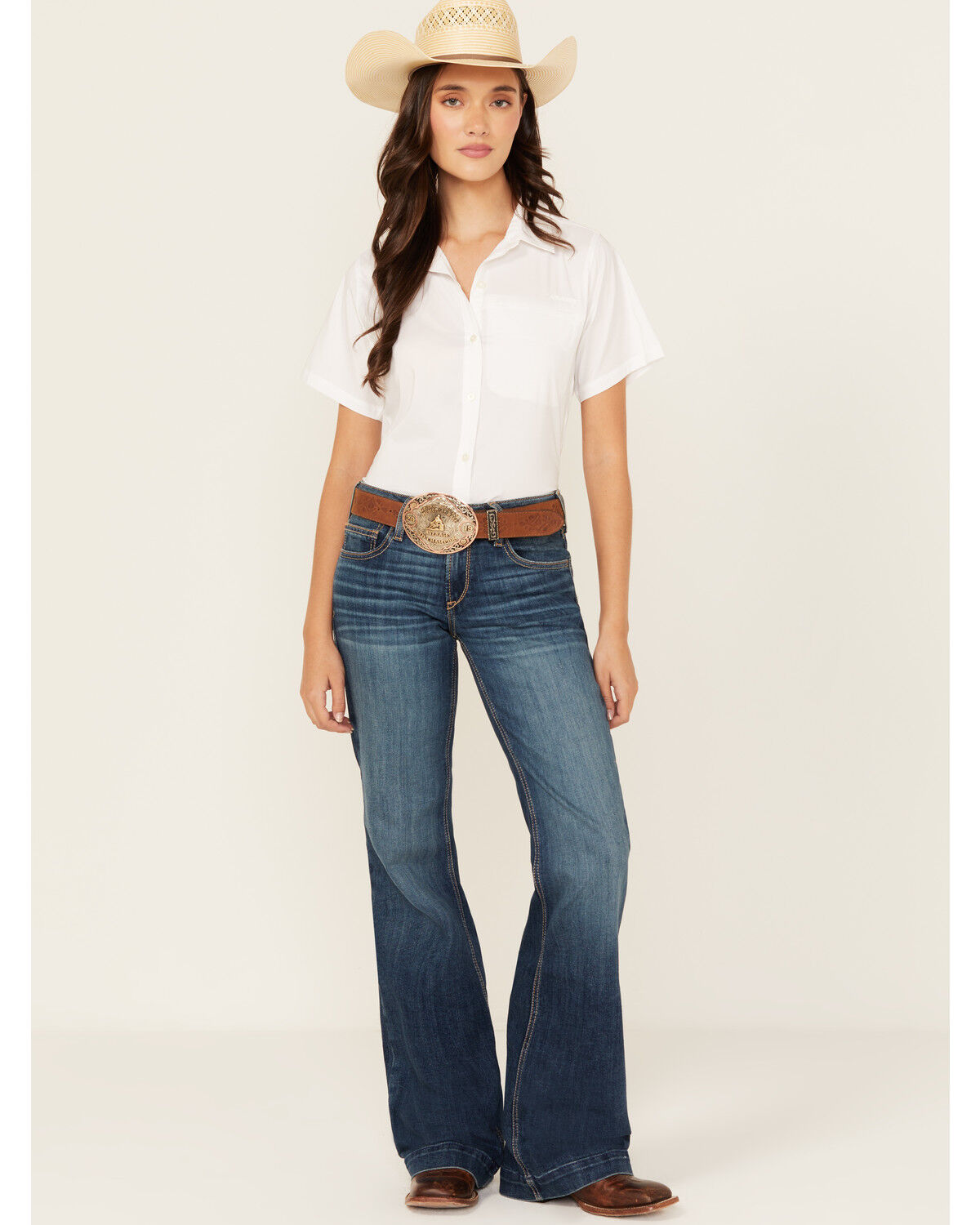 Product Name:  Ariat Women's Hasley Dark Wash Mid Rise Slim Trouser Denim Jeans