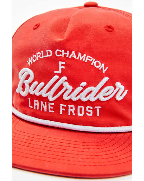 Lane Front Men's Bullriders Retro Logo Rope Solid-Back Ball Cap , Red, hi-res