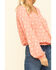 Image #4 - Wrangler Women's Peach Tile Print Surplice Long Sleeve Top, , hi-res